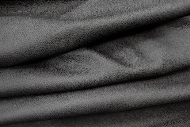 Close-up picture of  Night Shadow Distress pebble leather for chairs, sofas and furniture upholstery.