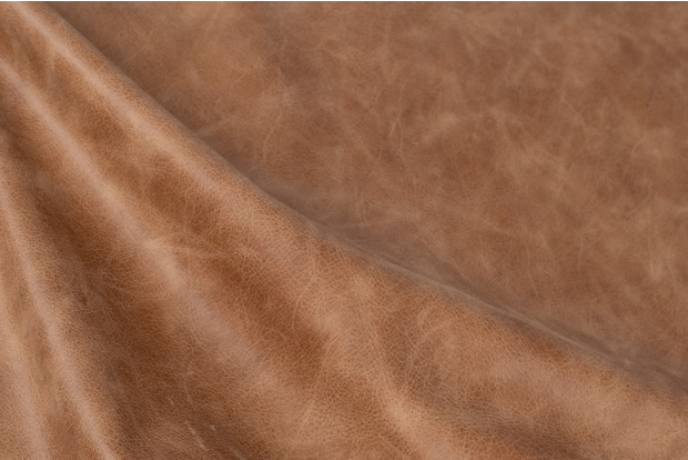 Close up of rich brown aniline upholstery leather