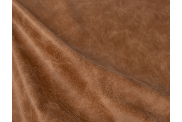 Close up of rich brown aniline upholstery leather