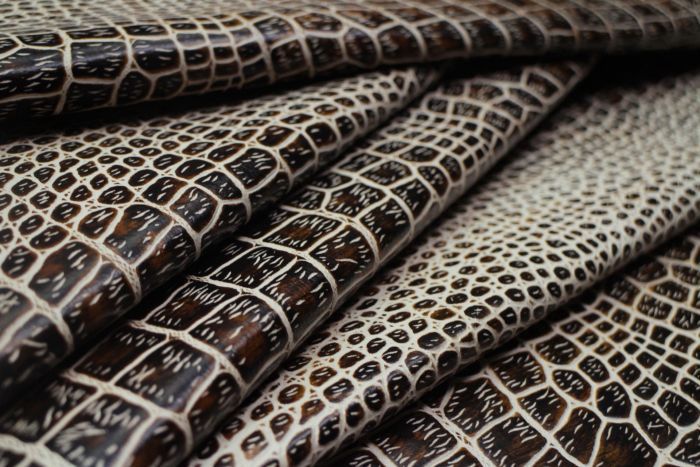 Copperhead gator print leather hide
