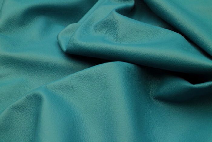 Canary Blue Upholstery Leather Hide