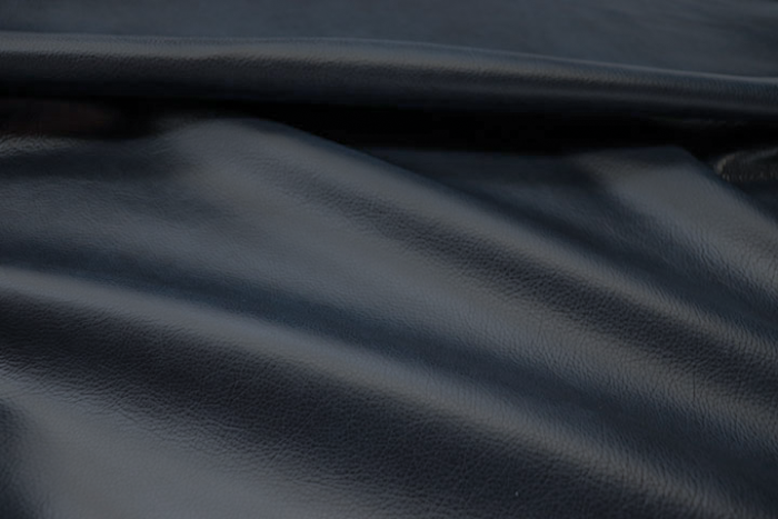 Picture showing the characteristics of deep blue top grain leather hide