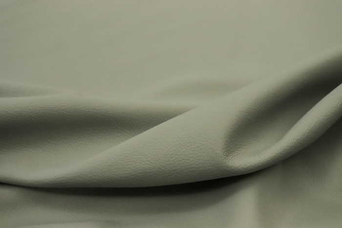 Close up of duck egg blue Italian leather for upholstery