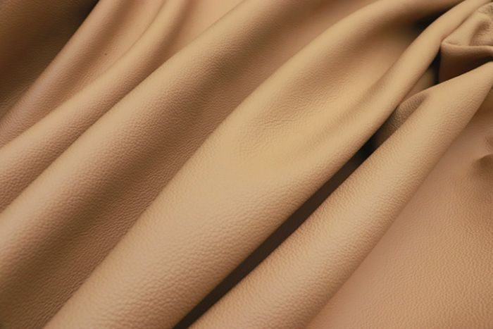 Picture showing the characteristics of a golden full grain leather hide