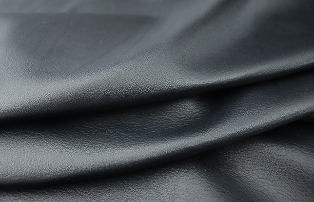 Close up of dark indigo blue pigmented upholstery leather
